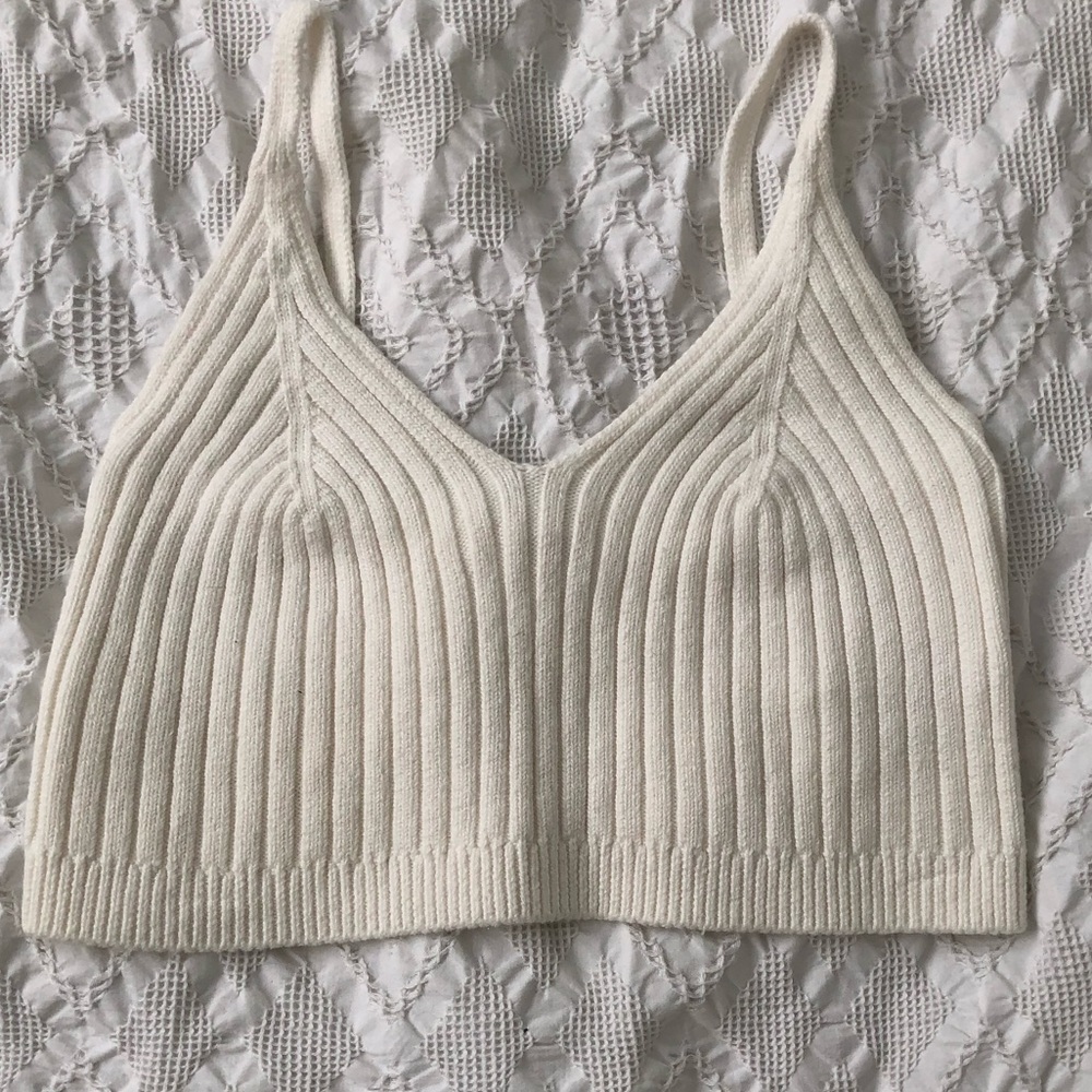 Free people cream knit sweater crop top